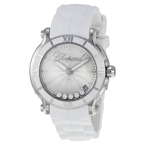 Chopard Happy Sport Silver Dial Floating Diamond Ladies Watch 278551-3001 watches