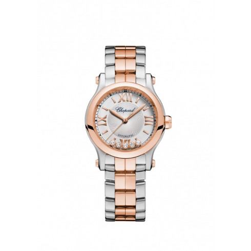 Chopard Happy Sport Silver-Tone Dial 18 Carat Rose Gold and Stainless Steel Ladies Watch 278573-6002 watches
