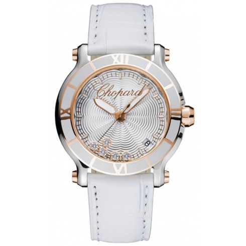 Chopard Happy Sport Silvertone Guilloche Dial Ladies Watch 278551-6002 watches