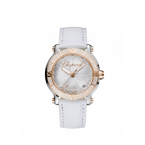 Chopard Happy Sport Silver-Toned Guilloche Diamond Dial Ladies Watch 278551-6003 watches