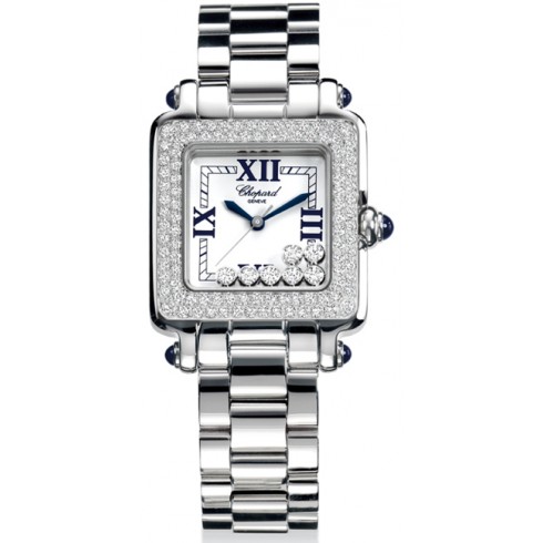 Chopard Happy Sport Square White Dial Stainless Steel Ladies Watch 278358-23 watches