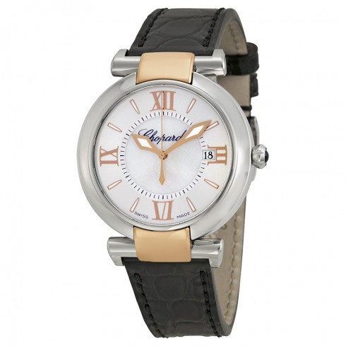 Chopard Imperiale Mother of Pearl Dial Black Leather Strap Ladies Watch 388532-6001 watches