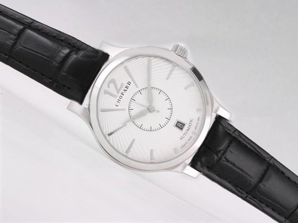 Chopard L.U.C. Classic 161880-0001 Round Black Cow Leather Strap White Dial Watch watches