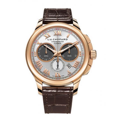 Chopard L.U.C. Chrono One Silver Dial 18 kt Rose Gold Brown Leather Men's Watch 161928-5001 watches