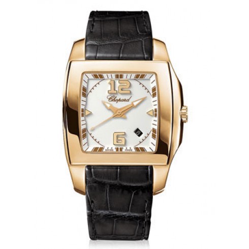 Chopard Two O Ten White Dial 18k Rose Gold Black Leather Ladies Watch 127468-5001 watches