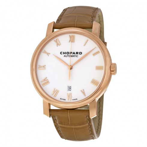 Chopard White Dial 18kt Rose Gold Brown Leather Men's Watch 161278-5005 watches