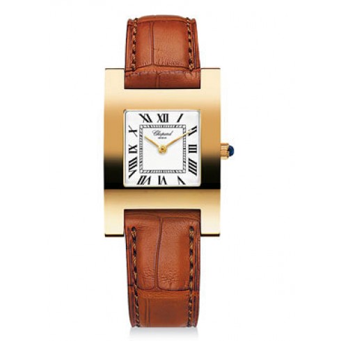 Chopard Your Hour White Dial 18k Yellow Gold Brown Leather Ladies Watch 127405-0001 watches