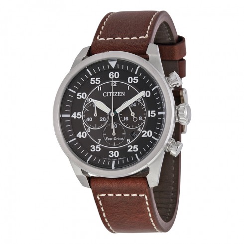 Citizen Avion Black Dial Brown Leather Quartz Men's Watch CA4210-24E watches