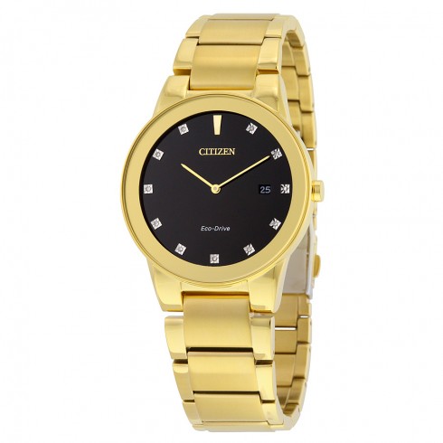 Citizen Axiom Black Dial Gold-tone Diamond Men's Watch AU1062-56G watches