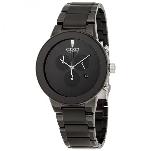 Citizen Axiom Eco-Drive Chronograph Black Dial Black Stainless Steel Watch AT2245-57E watches