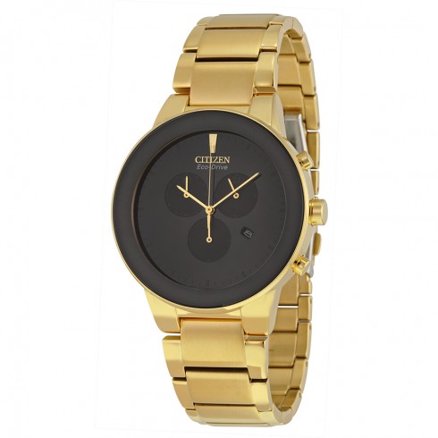 Citizen Axiom Eco Drive Chronograph Black Dial Gold-tone Men's Watch AT2242-55E watches