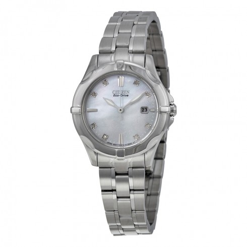 Citizen Blue Mother of Pearl Dial Stainless Steel Diamond Ladies Watch EW1930-50D watches