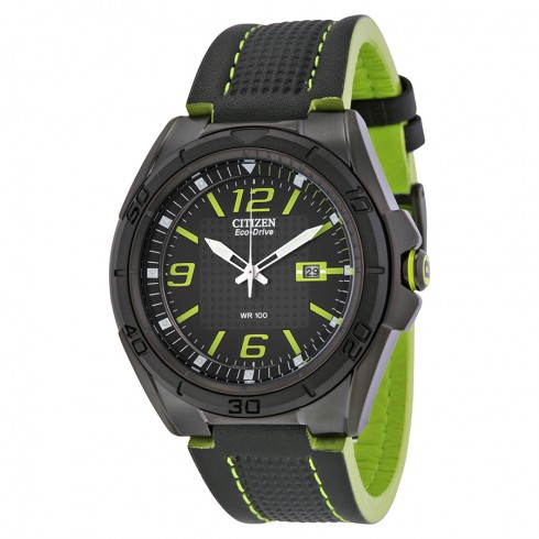 Citizen BRT Eco-Drive Black Dial Black Leather Strap Men's Watch AW1385-11H watches