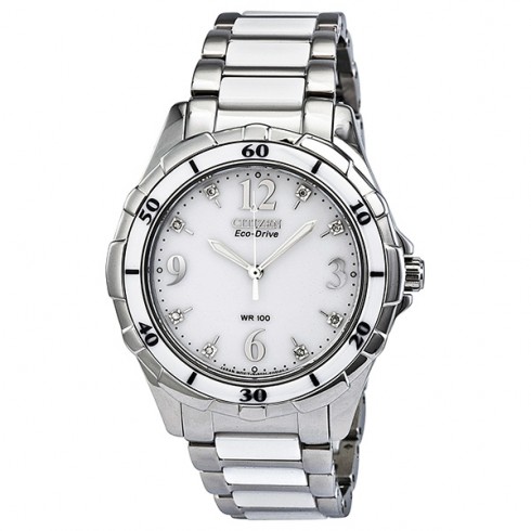 Citizen Ceramic Eco-Drive Diamond White Dial Ladies Watch EM0030-59A watches