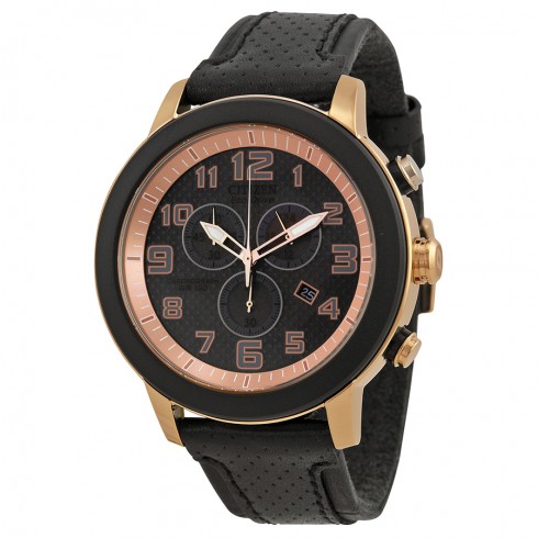 Citizen Drive Black Dial Chronograph Black Leather Men's Watch AT2233-05E watches
