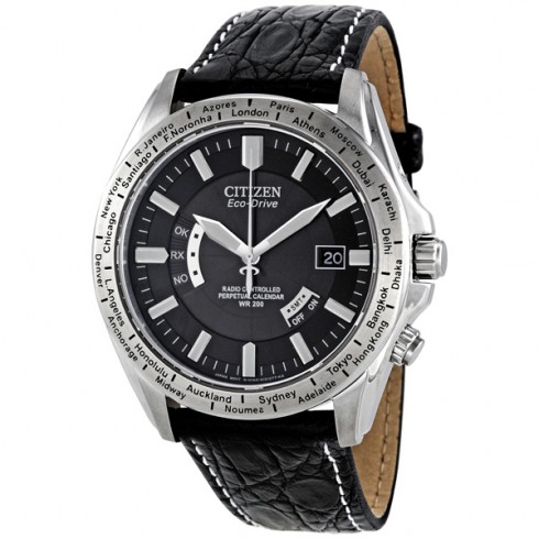 Citizen Eco Drive Atomic Radio Black Dial Genunine Leather Men's Watch CB0000-06E watches