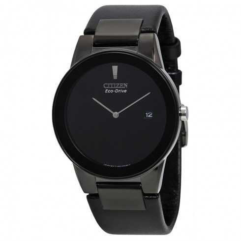Citizen Eco Drive Axiom Black Dial Black Leather Men's Watch AU1065-07E watches