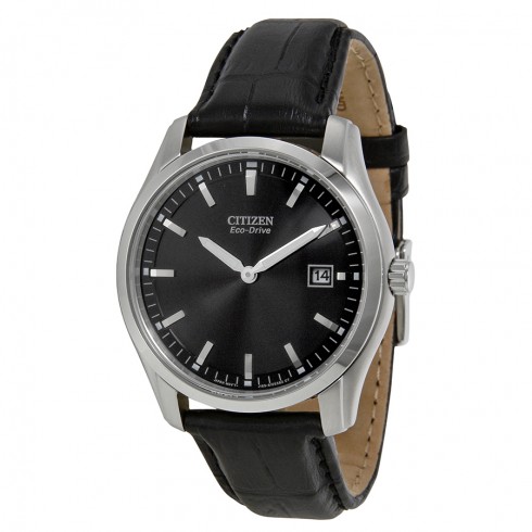 Citizen Eco Drive Black Dial Black Leather Men's Watch AU1040-08E watches