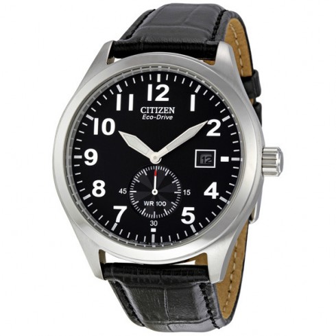 Citizen Eco Drive Black Dial Black Leather Strap Men's Watch BV1060-07E watches
