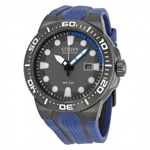 Citizen Eco Drive Black Dial Blue Rubber Men's Watch BN0097-02H watches