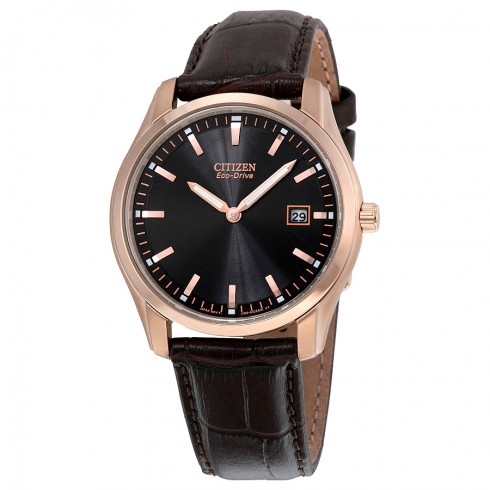 Citizen Eco Drive Black Dial Brown Leather Men's Watch AU1043-00E watches