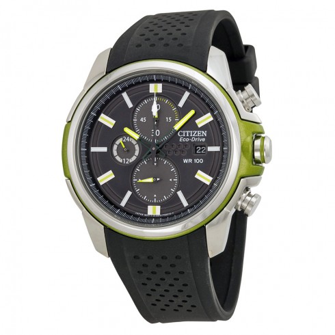 Citizen Eco Drive Black Dial Chronograph Black Rubber Men's Watch CA0427-08E watches