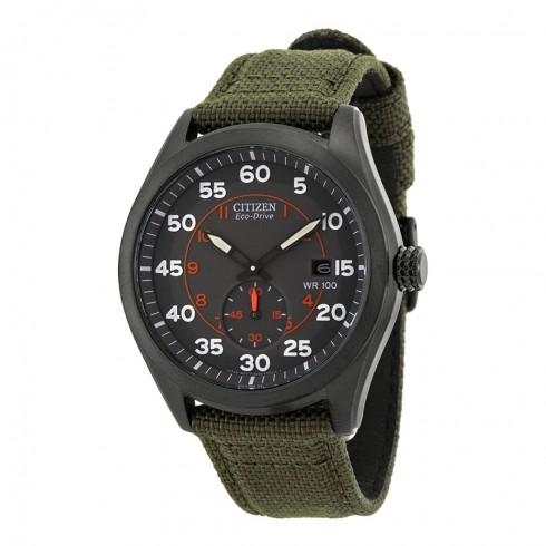 Citizen Eco Drive Black Dial Green Nylon Strap Men's Watch BV1085-22H watches