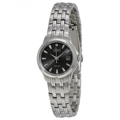 Citizen Eco-Drive Black Dial Stainless Steel Ladies Watch EW1540-54E watches