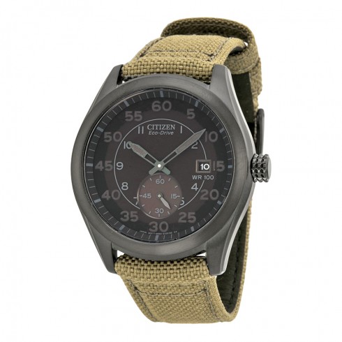 Citizen Eco Drive Black Dial Tan Nylon Strap Men's Watch BV1085-31E watches