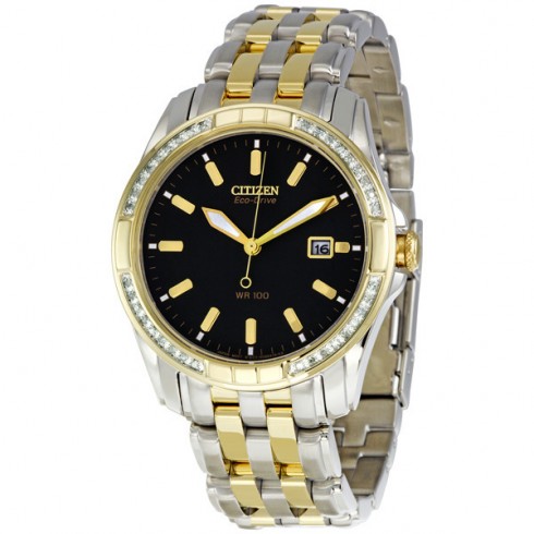 Citizen Eco Drive Black Dial Two Tone Men's Watch BM6814-58E watches
