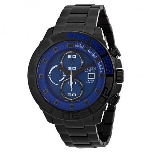 Citizen Eco Drive Blue Dial Black Titanium Men's Watch CA0525-50L watches