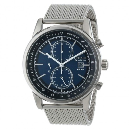 Citizen Eco Drive Blue Dial Chronograph Stainless Steel Men's Watch CA0331-56L watches