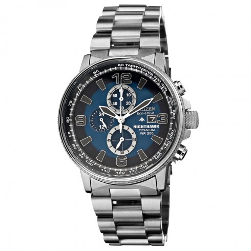 Citizen Eco Drive Nighthawk Blue Dial Titanium Men's Watch CA0500-51L watches
