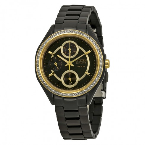 Citizen Eco-Drive POV Multi-Channel Black Dial Black-plated Ladies Watch FD1068-53E watches