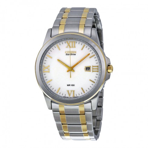 Citizen Eco Drive Silver Dial Two Tone Stainless Steel Men's Watch BM7264-51A watches