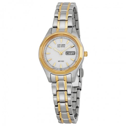 Citizen Eco-Drive Sport White Dial Two-tone Ladies Watch EW3144-51A watches