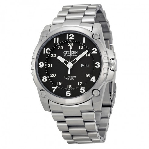 Citizen Eco Drive STX43 Black Dial Titanium Men's Watch BJ8070-51E watches