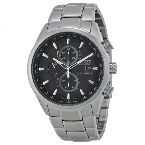 Citizen Eco-Drive World Chronograph A-T Black Dial Stainless Steel Men's Watch AT8010-58E watches