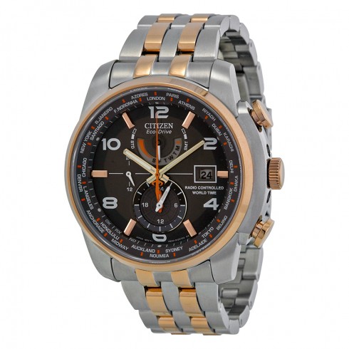 Citizen Eco Drive World Time Grey Dial Two-tone Men's Watch AT9016-56H watches
