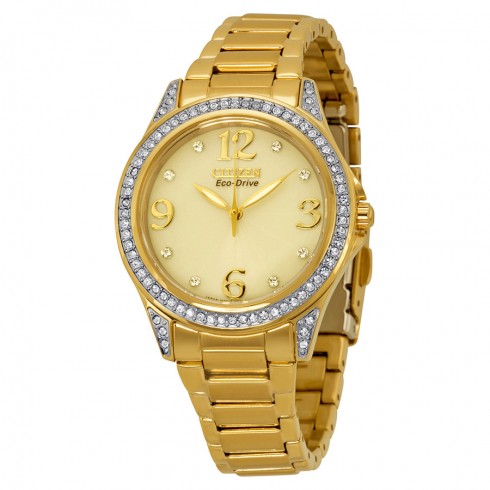 Citizen Eco-Drive POV Champagne Dial Gold-tone Ladies Watch EM0232-54P watches