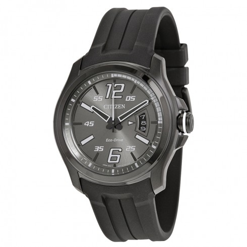 Citizen HTM Eco-Drive Charcoal Grey Dial Black polyurethane Quartz Men's Watch AW1354-15H watches