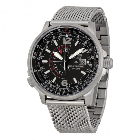 Citizen Nighthawk Black Dial Stainless Steel Men's Watch BJ7008-51E watches