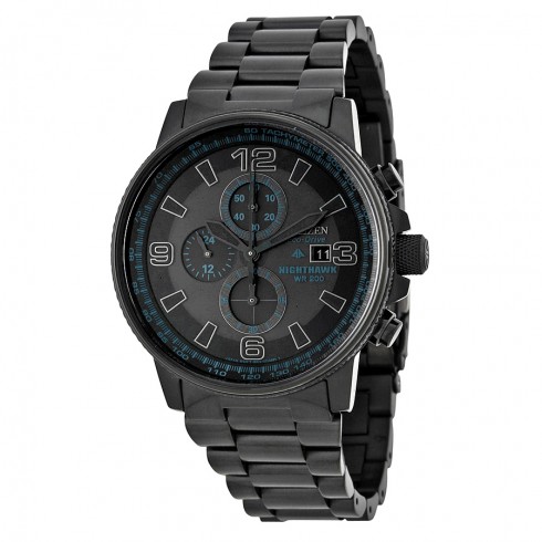 Citizen NightHawk EcoDrive Chronograph Black Dial Black Ion-plated Men's Watch CA0295-58E watches