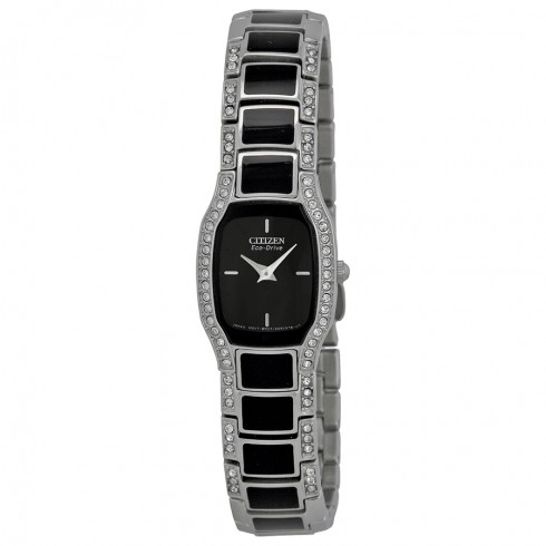 Citizen Normandie Black Dial Stainless Steel Crystal Ladies Watch EW9780-57E watches