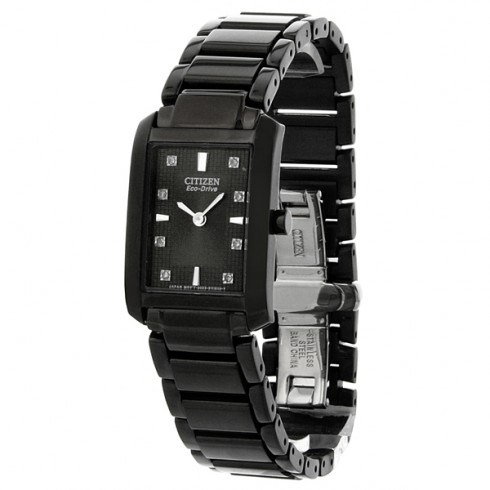 Citizen Palidoro Diamond Black Dial Black IP Stainless Steel Ladies Watch EX1077-51E watches