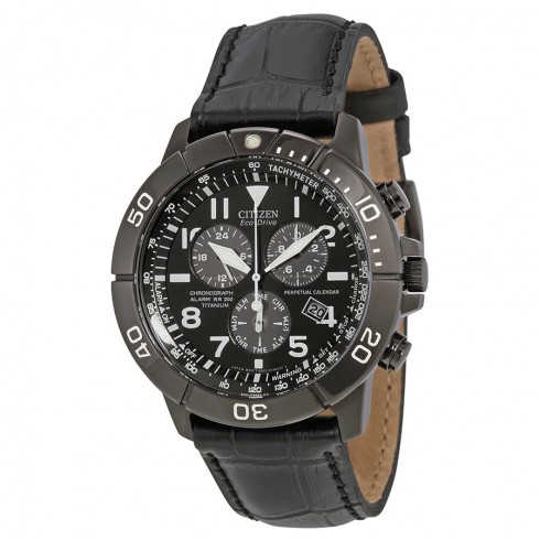 Citizen Perpetual Calendar Chronograph Black Dial Black Leather Men's Watch BL5259-08E watches