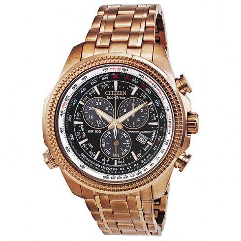 Citizen Perpetual Calendar Chronograph Black Dial Rose Gold-Tone Men's Watch BL5403-54E watches