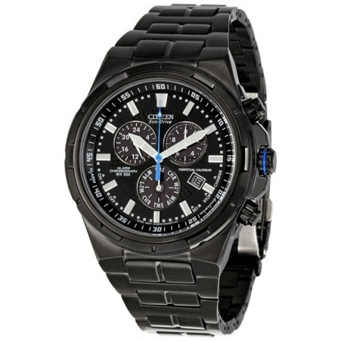 Citizen Perpetual Eco Drive Black Stainless Steel Chronograph Men's Watch BL5435-58E watches