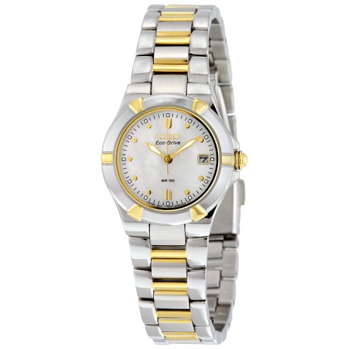 Citizen Riva Eco-Drive Mother of Pearl Two-Tone Stainless Steel Ladies Watch EW1534-57D watches