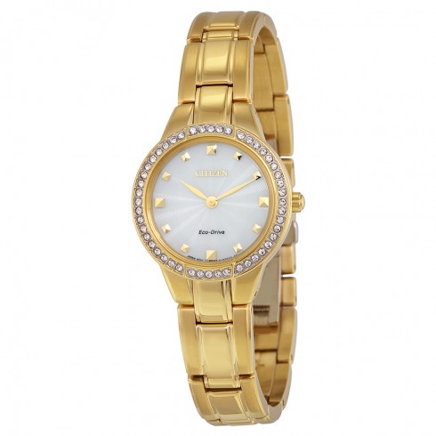 Citizen Silhouette Crystal Champagne Dial Gold Stainless Steel Quartz Ladies Watch EX1362-54P watches